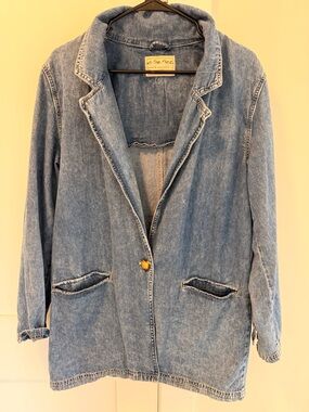 We The Free Washed Denim Blazer Jacket in Light Blue